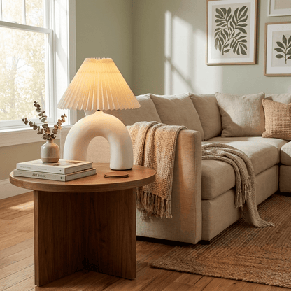 Arched Pleated Table Lamp with Adjustable Brightness and Elegant Desig