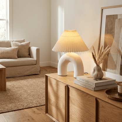 Arched Pleated Table Lamp with Adjustable Brightness and Elegant Desig