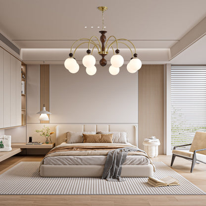 Walnut Color Archway Chandelier - Elegant Lighting & Adjustable Height