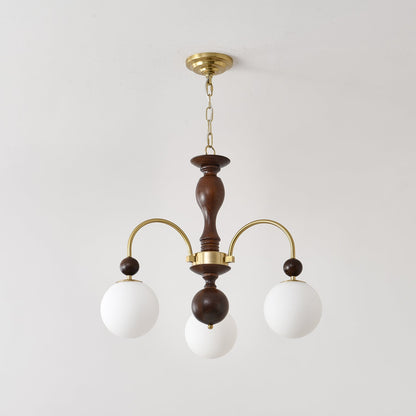 Walnut Color Archway Chandelier - Elegant Lighting & Adjustable Height