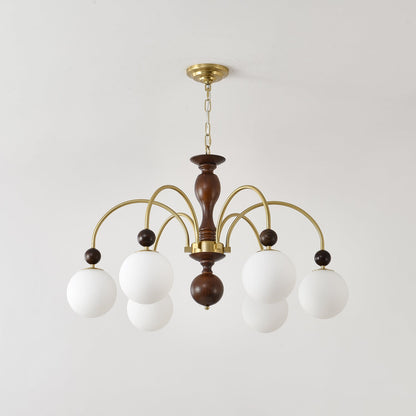 Walnut Color Archway Chandelier - Elegant Lighting & Adjustable Height