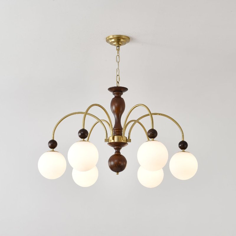 Walnut Color Archway Chandelier - Elegant Lighting & Adjustable Height