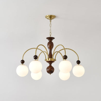 Walnut Color Archway Chandelier - Elegant Lighting & Adjustable Height