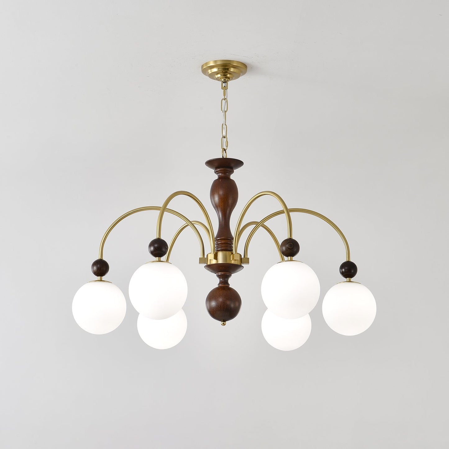 Walnut Color Archway Chandelier - Elegant Lighting & Adjustable Height