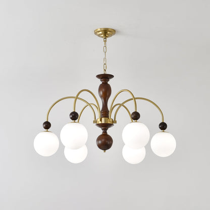 Walnut Color Archway Chandelier - Elegant Lighting & Adjustable Height