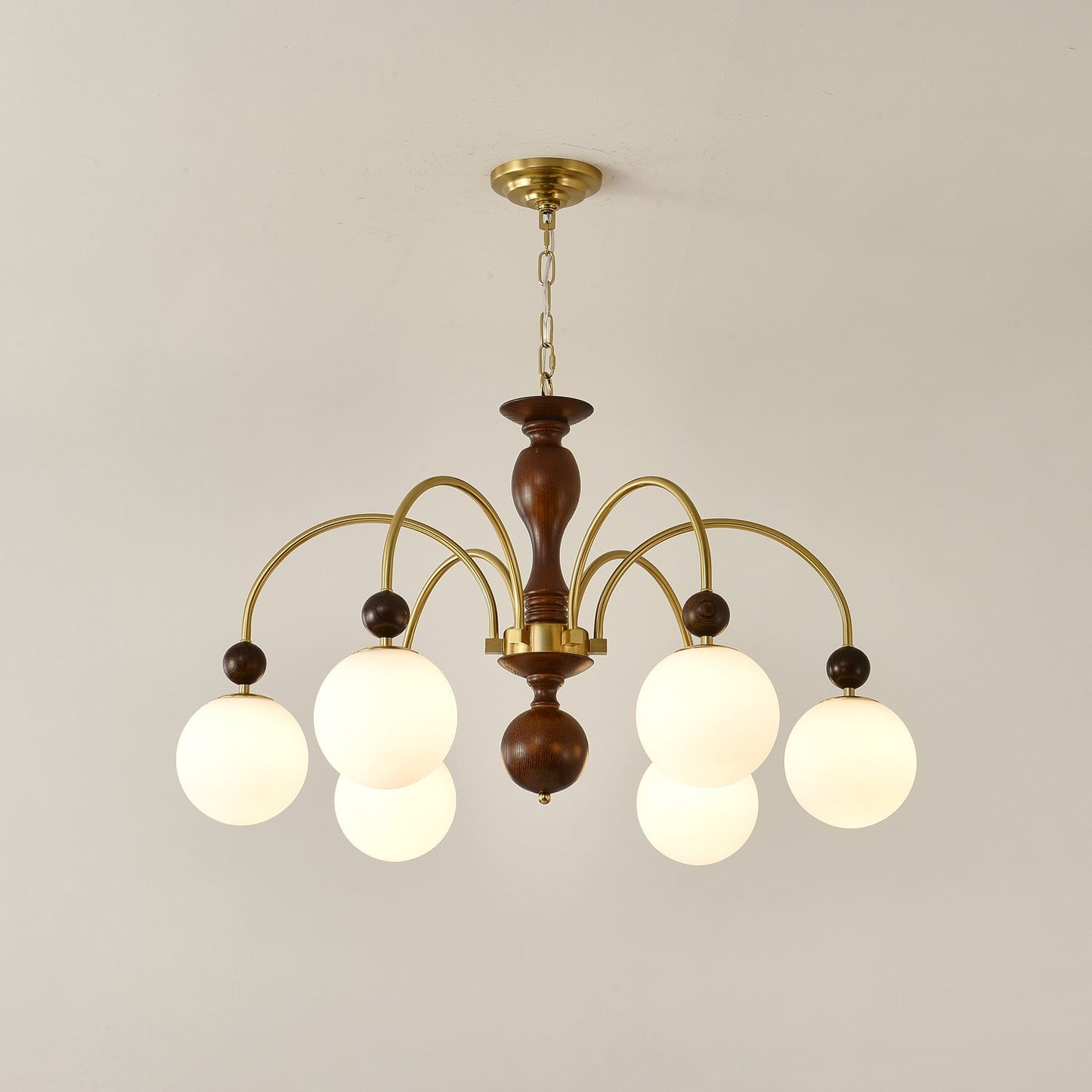 Walnut Color Archway Chandelier - Elegant Lighting & Adjustable Height