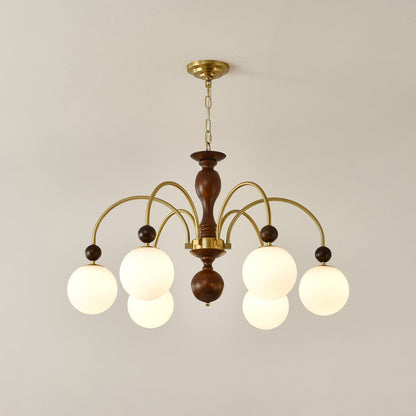 Walnut Color Archway Chandelier - Elegant Lighting & Adjustable Height