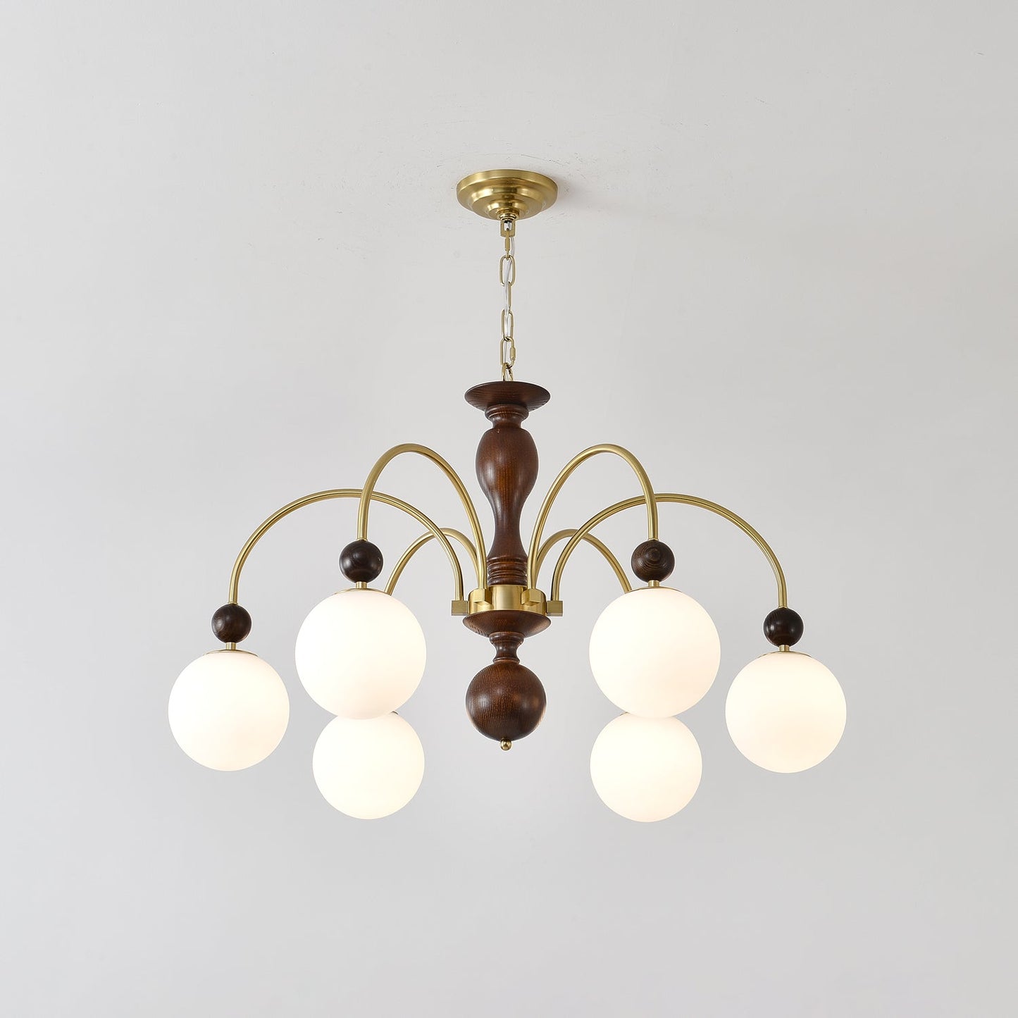 Walnut Color Archway Chandelier - Elegant Lighting & Adjustable Height