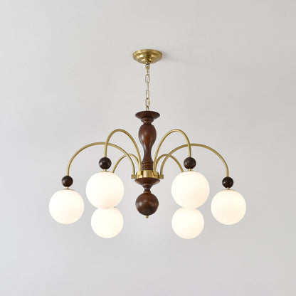 Walnut Color Archway Chandelier - Elegant Lighting & Adjustable Height