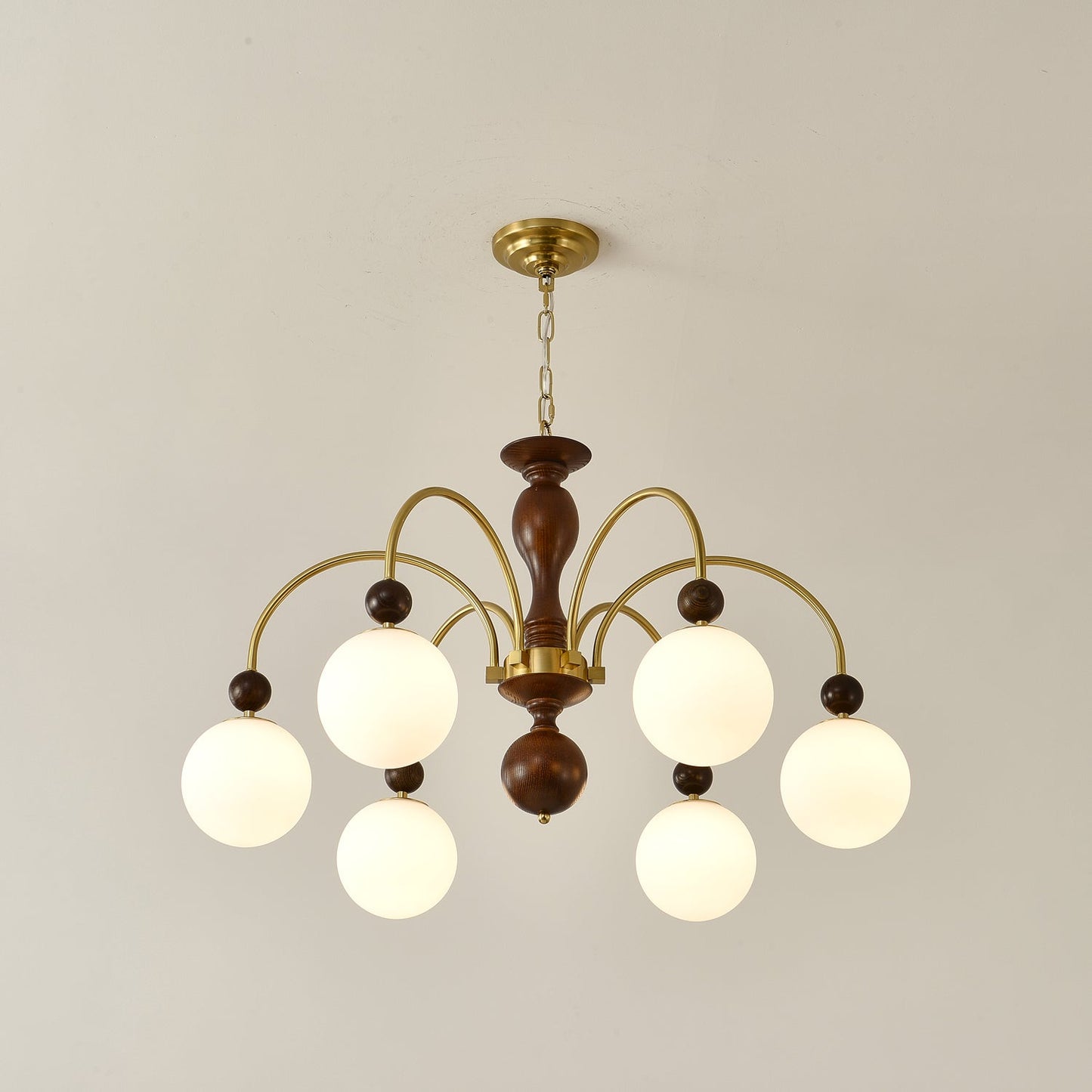 Walnut Color Archway Chandelier - Elegant Lighting & Adjustable Height