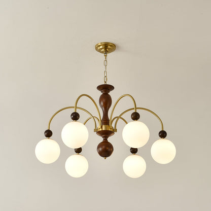 Walnut Color Archway Chandelier - Elegant Lighting & Adjustable Height