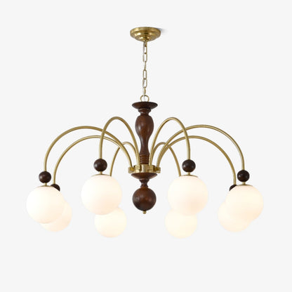 Walnut Color Archway Chandelier - Elegant Lighting & Adjustable Height