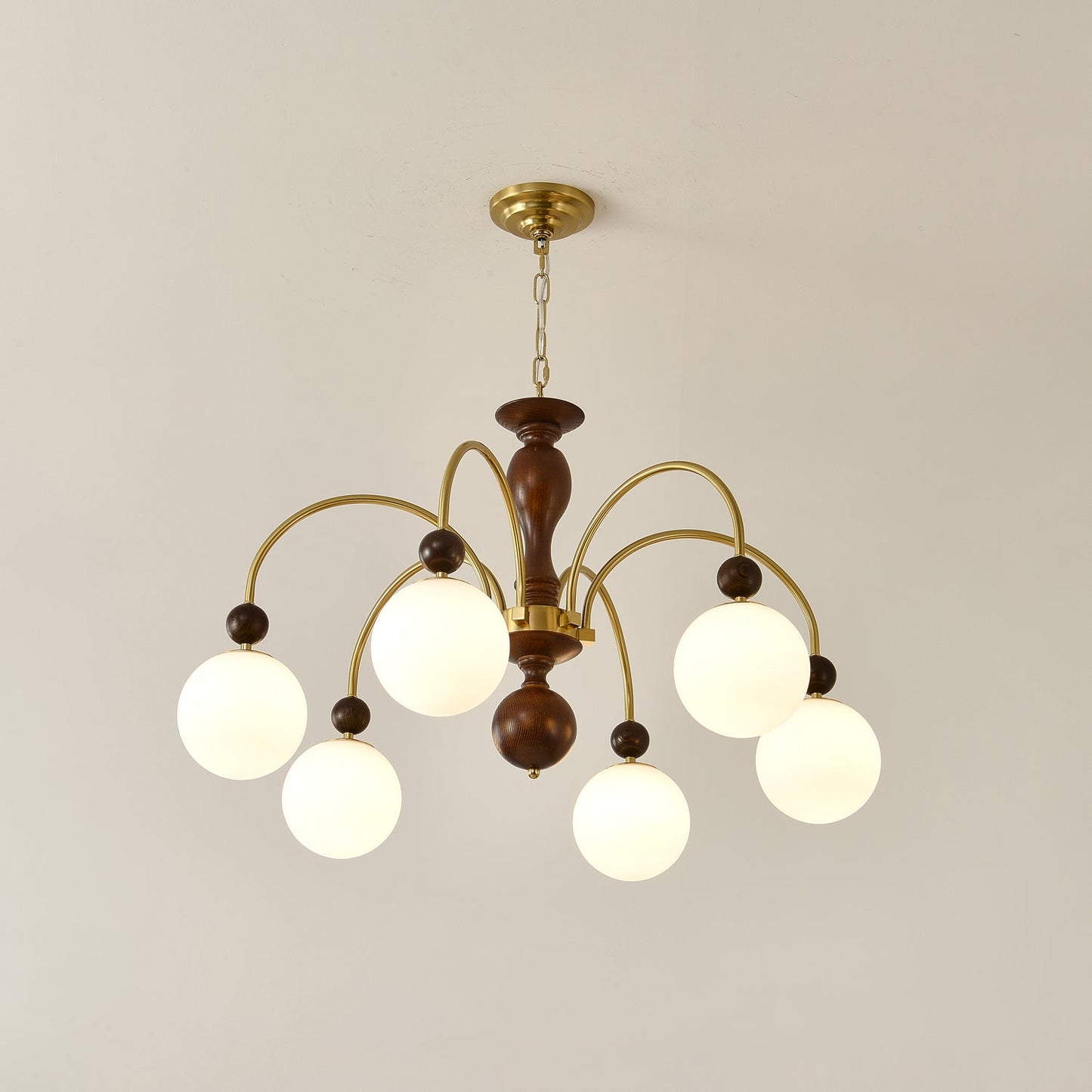 Walnut Color Archway Chandelier - Elegant Lighting & Adjustable Height