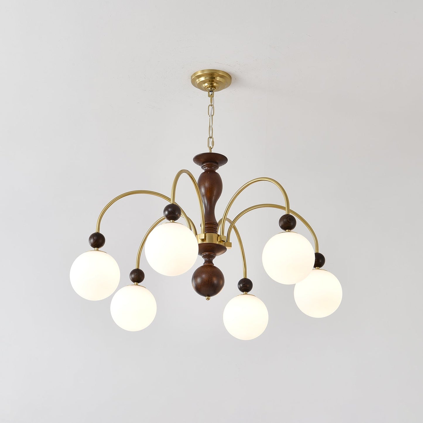 Walnut Color Archway Chandelier - Elegant Lighting & Adjustable Height