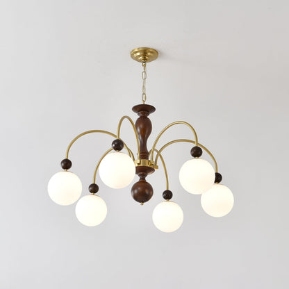 Walnut Color Archway Chandelier - Elegant Lighting & Adjustable Height