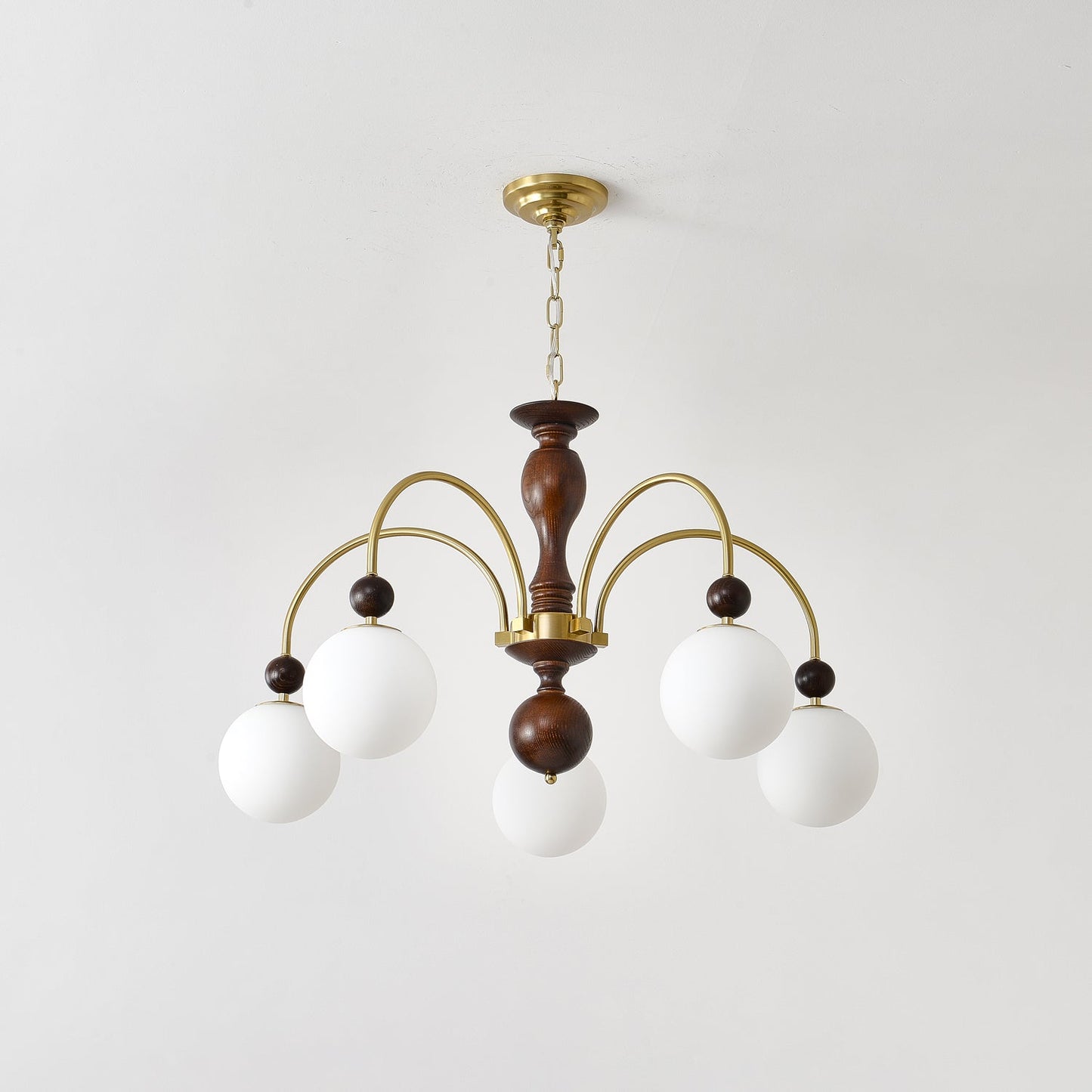 Walnut Color Archway Chandelier - Elegant Lighting & Adjustable Height