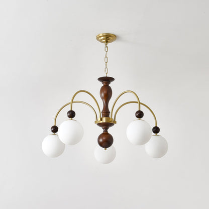Walnut Color Archway Chandelier - Elegant Lighting & Adjustable Height