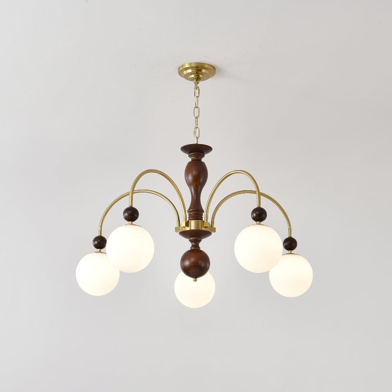 Walnut Color Archway Chandelier - Elegant Lighting & Adjustable Height