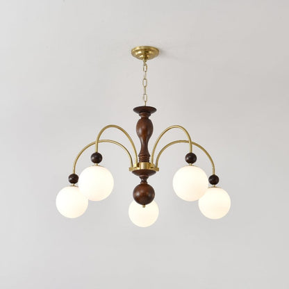 Walnut Color Archway Chandelier - Elegant Lighting & Adjustable Height