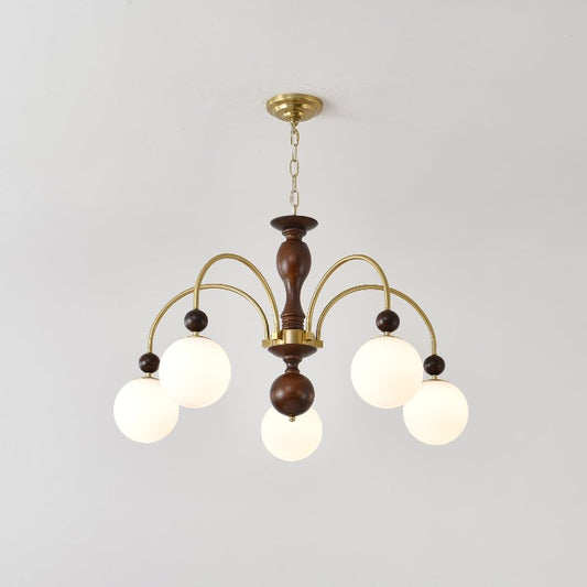 Walnut Color Archway Chandelier - Elegant Lighting & Adjustable Height