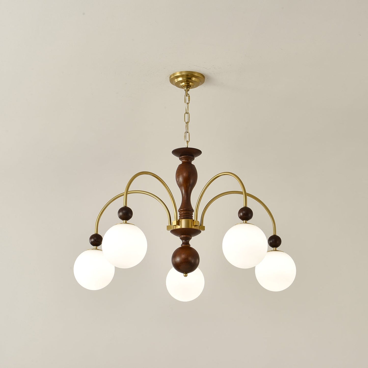 Walnut Color Archway Chandelier - Elegant Lighting & Adjustable Height