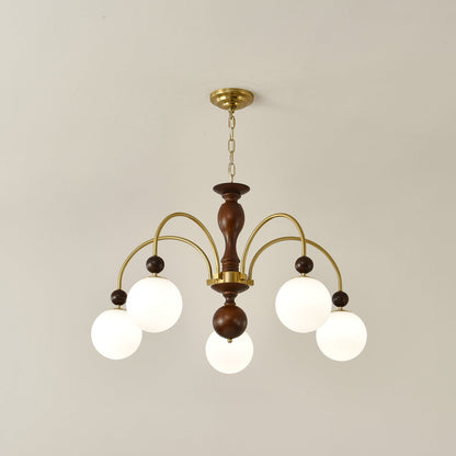 Walnut Color Archway Chandelier - Elegant Lighting & Adjustable Height