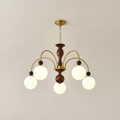 Walnut Color Archway Chandelier - Elegant Lighting & Adjustable Height