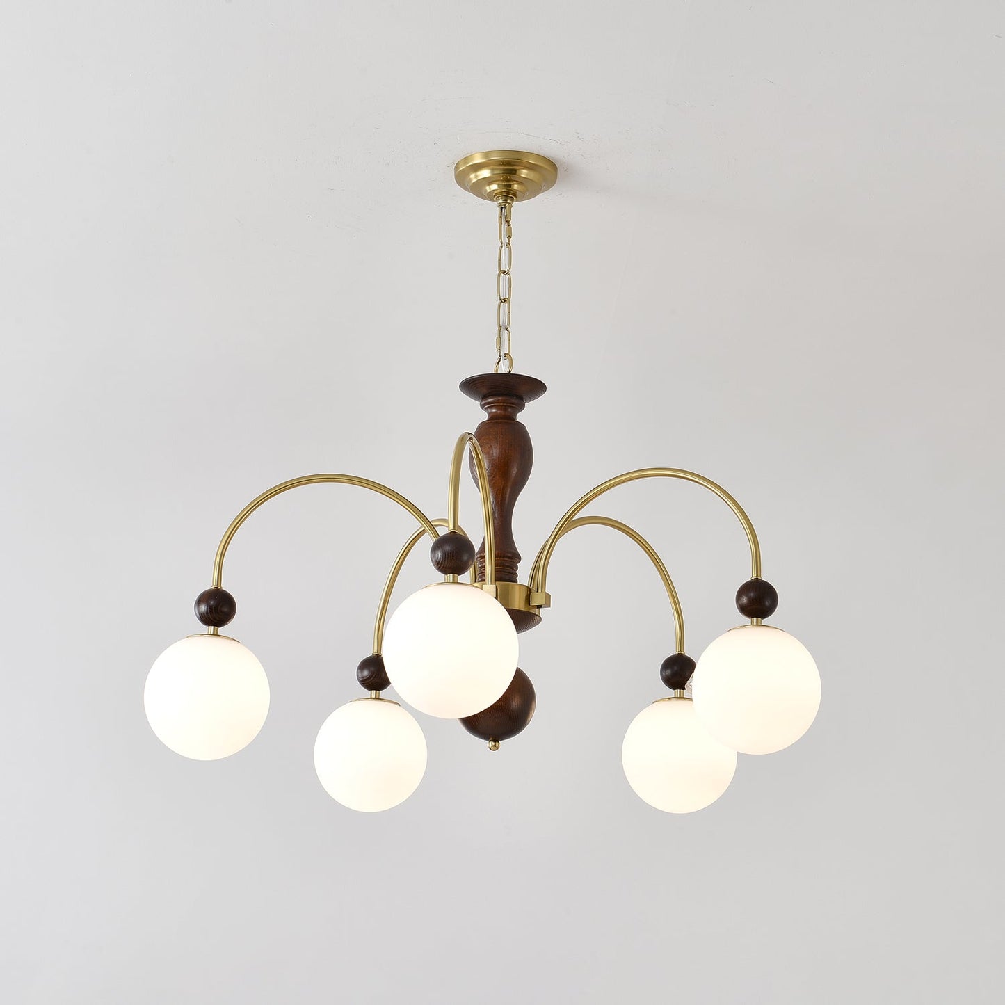Walnut Color Archway Chandelier - Elegant Lighting & Adjustable Height