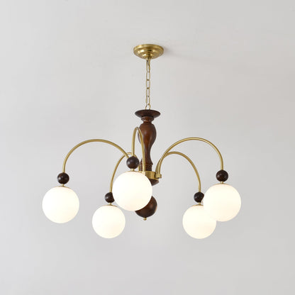 Walnut Color Archway Chandelier - Elegant Lighting & Adjustable Height