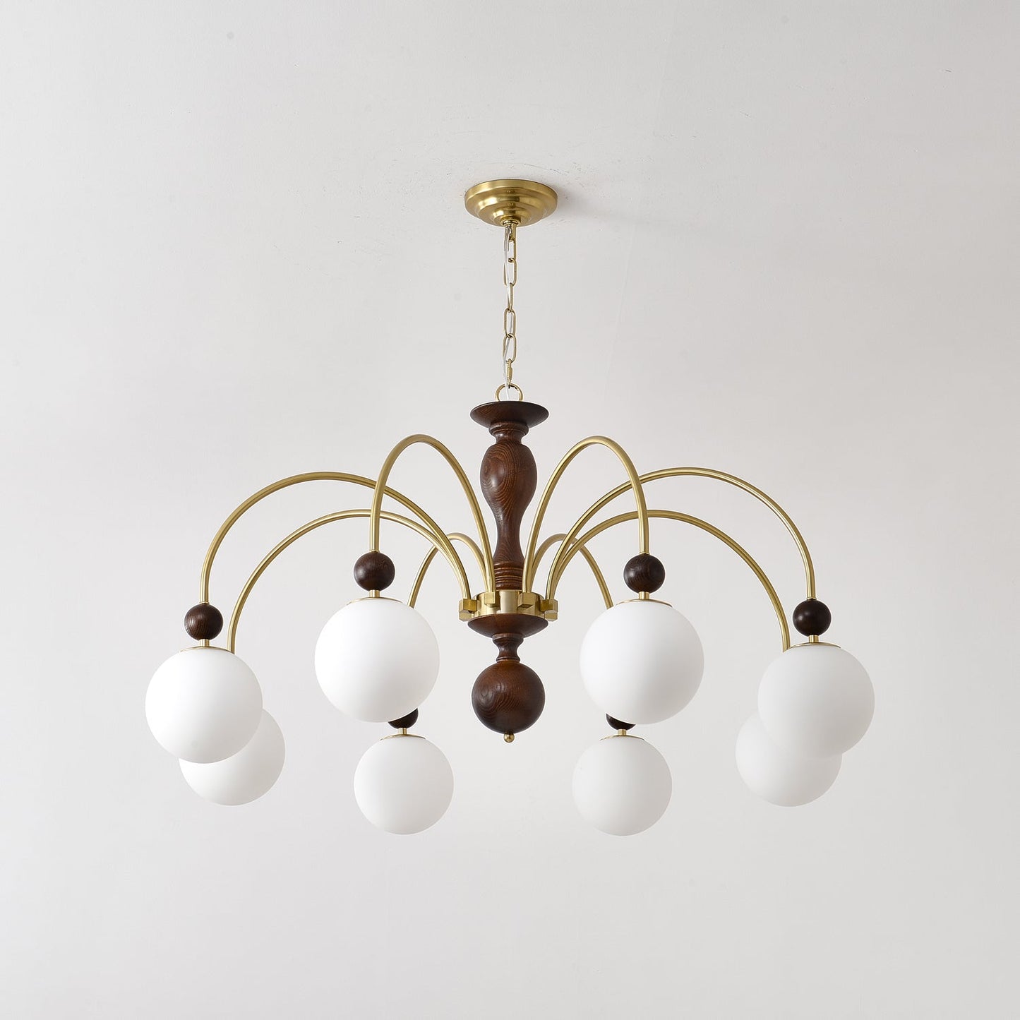 Walnut Color Archway Chandelier - Elegant Lighting & Adjustable Height