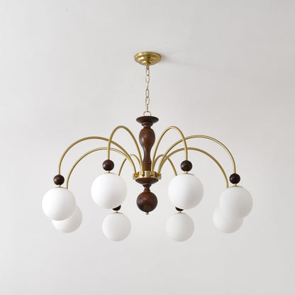 Walnut Color Archway Chandelier - Elegant Lighting & Adjustable Height