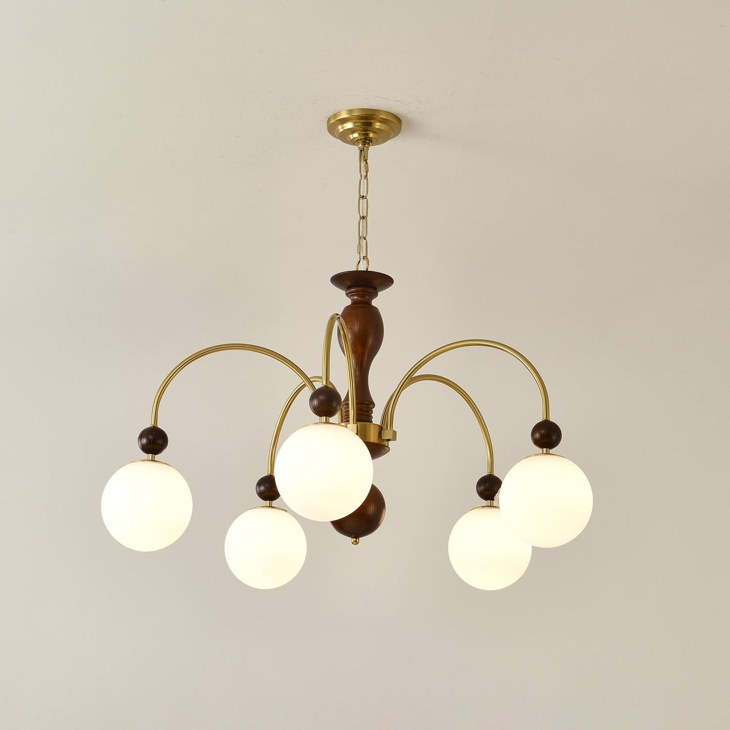 Walnut Color Archway Chandelier - Elegant Lighting & Adjustable Height