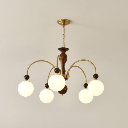 Walnut Color Archway Chandelier - Elegant Lighting & Adjustable Height