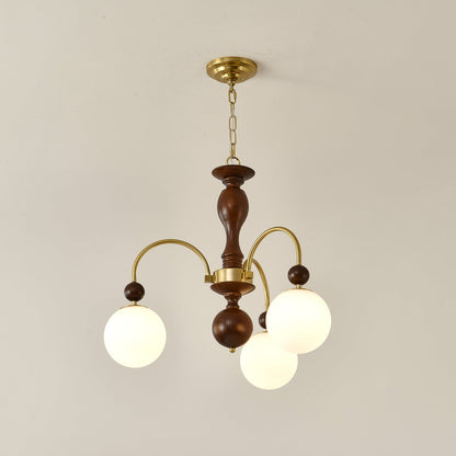 Walnut Color Archway Chandelier - Elegant Lighting & Adjustable Height