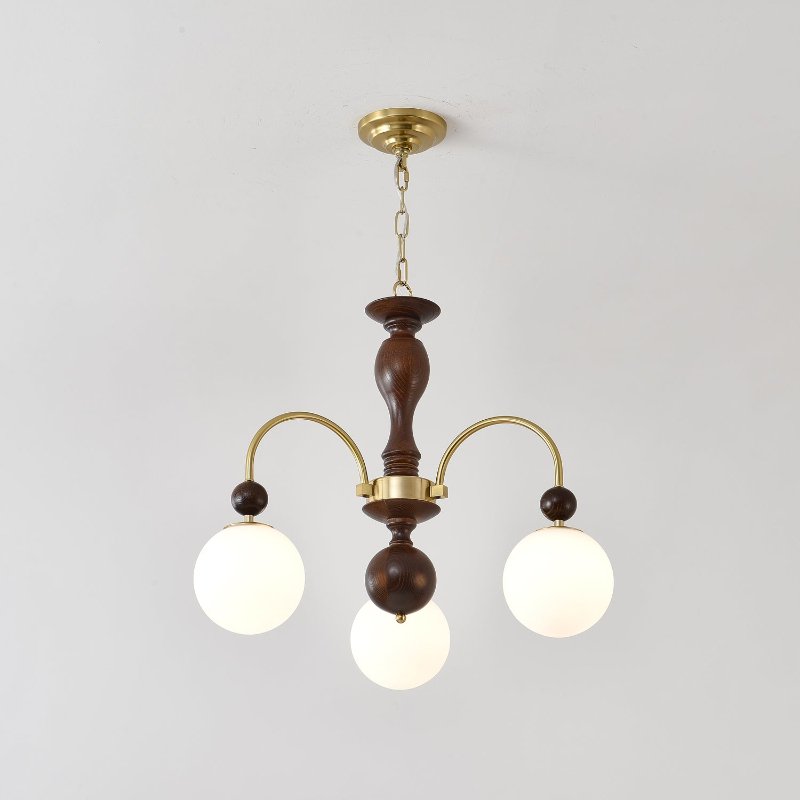 Walnut Color Archway Chandelier - Elegant Lighting & Adjustable Height