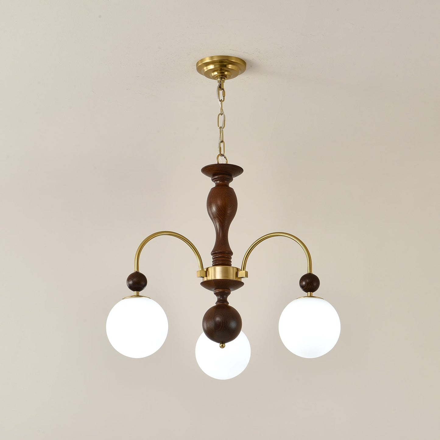 Walnut Color Archway Chandelier - Elegant Lighting & Adjustable Height