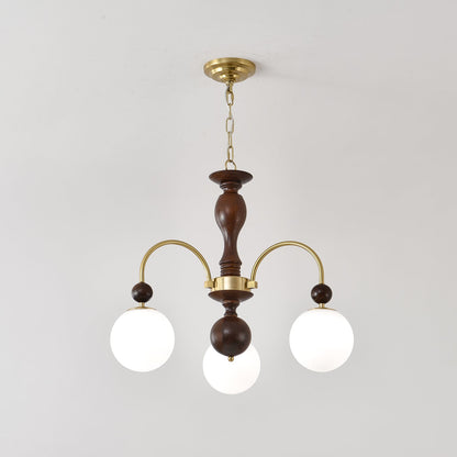 Walnut Color Archway Chandelier - Elegant Lighting & Adjustable Height