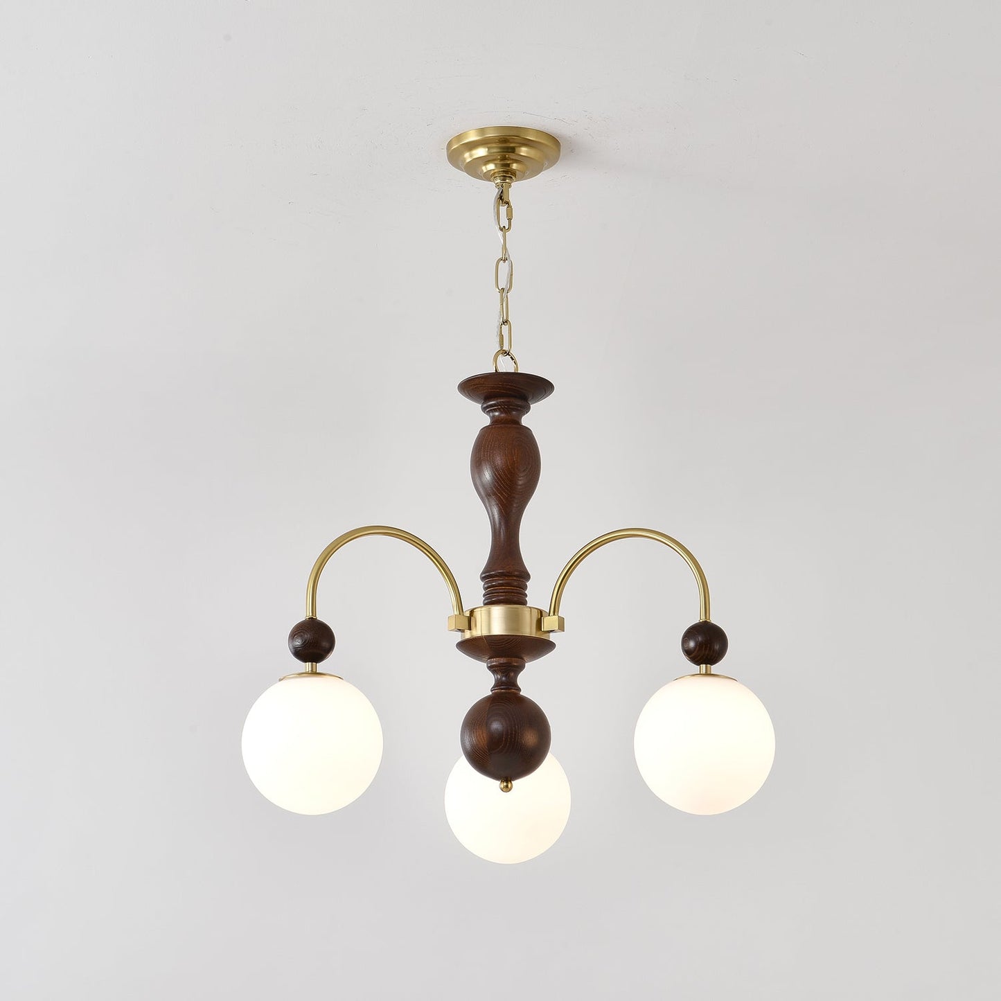 Walnut Color Archway Chandelier - Elegant Lighting & Adjustable Height