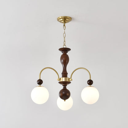 Walnut Color Archway Chandelier - Elegant Lighting & Adjustable Height