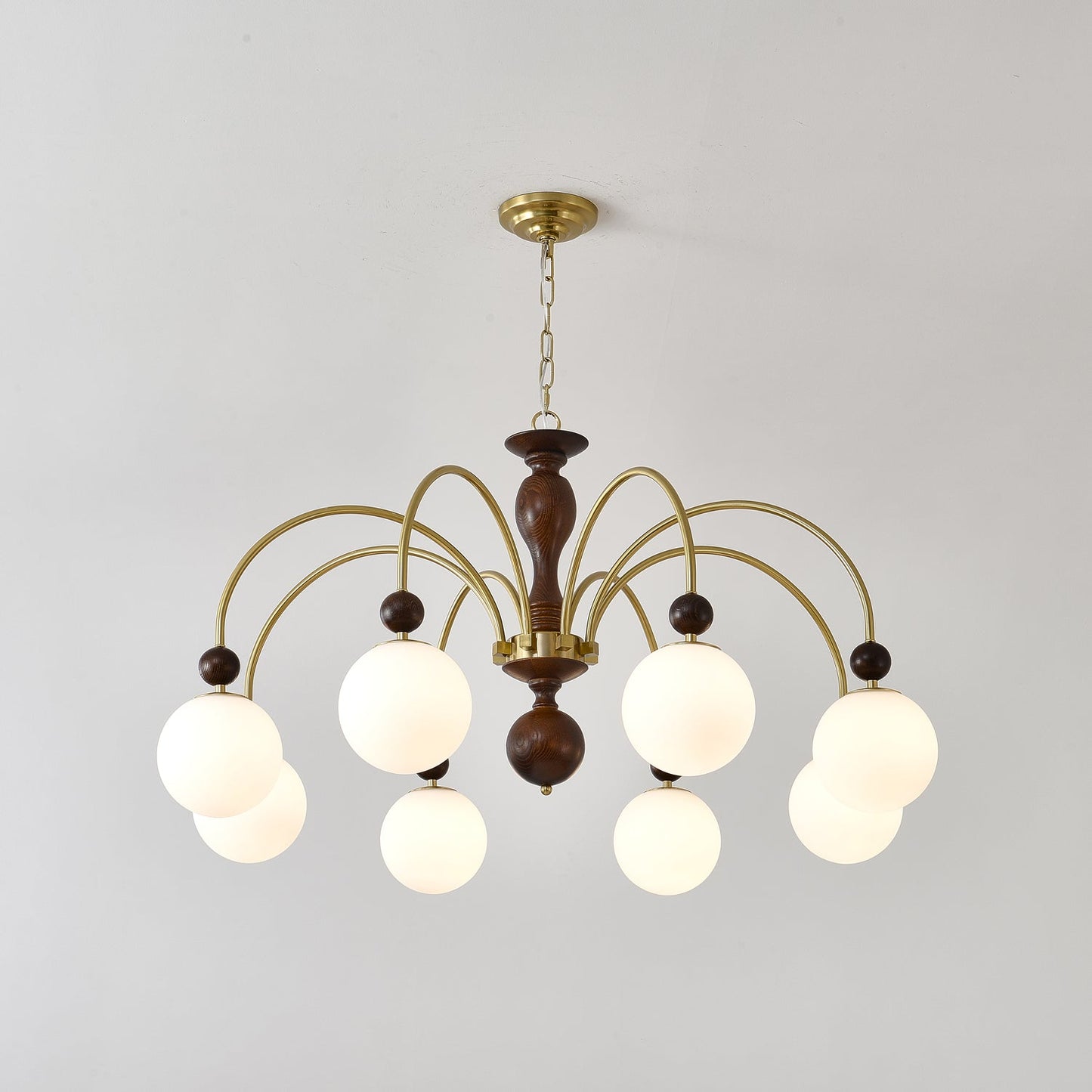 Walnut Color Archway Chandelier - Elegant Lighting & Adjustable Height