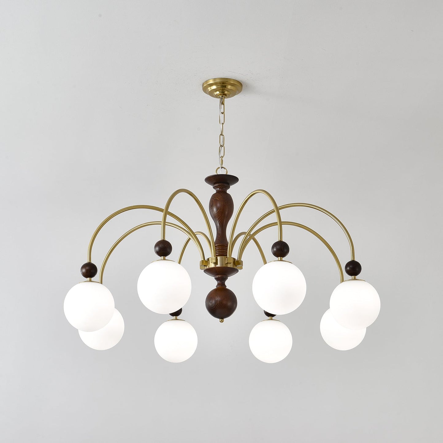 Walnut Color Archway Chandelier - Elegant Lighting & Adjustable Height