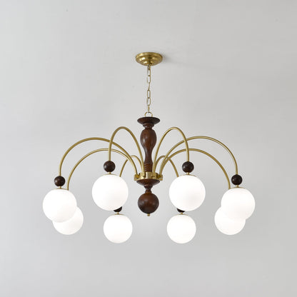 Walnut Color Archway Chandelier - Elegant Lighting & Adjustable Height