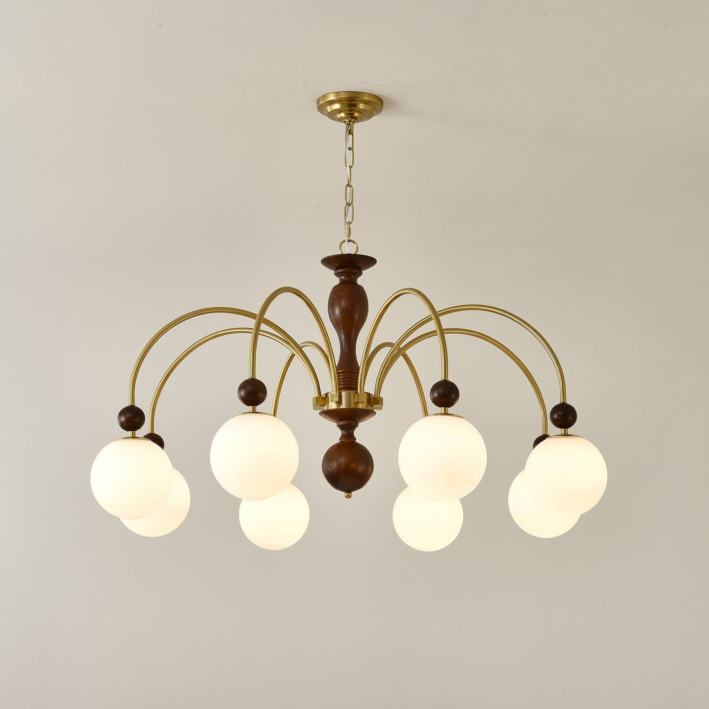 Walnut Color Archway Chandelier - Elegant Lighting & Adjustable Height