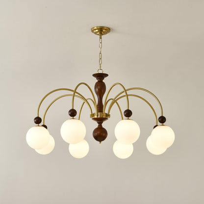 Walnut Color Archway Chandelier - Elegant Lighting & Adjustable Height