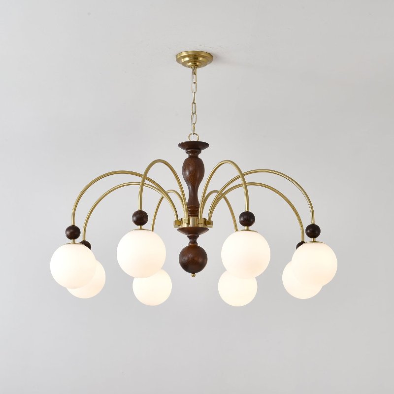 Walnut Color Archway Chandelier - Elegant Lighting & Adjustable Height