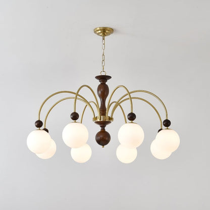 Walnut Color Archway Chandelier - Elegant Lighting & Adjustable Height