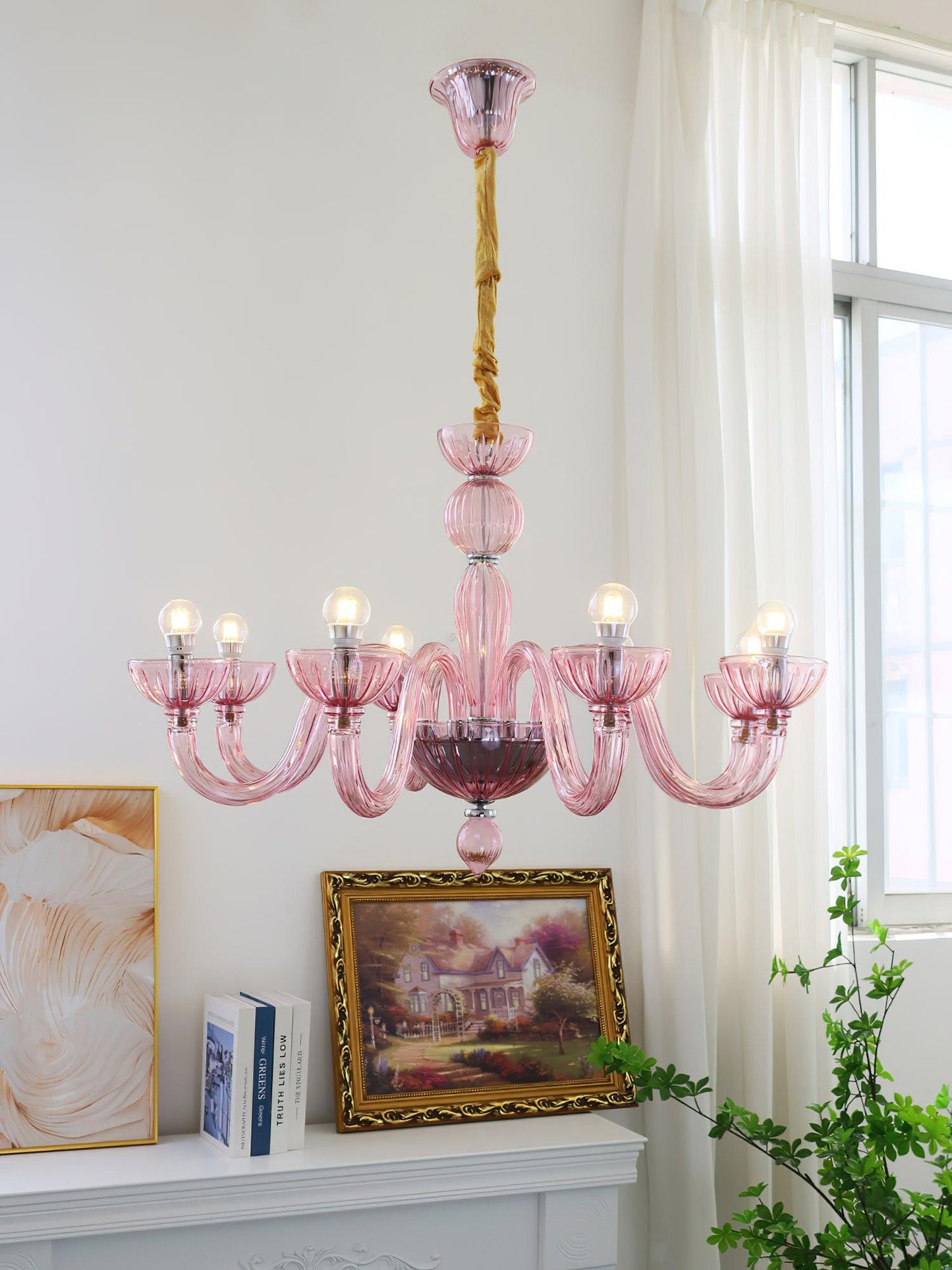 Ares Glass Chandelier - Elegant Design with Adjustable Height & LED Co
