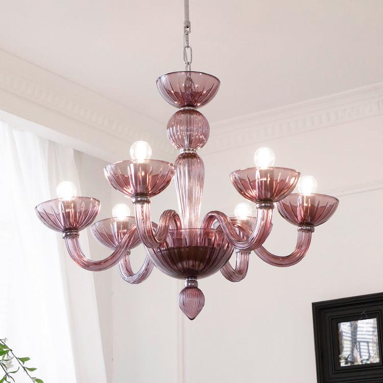 Ares Glass Chandelier - Elegant Design with Adjustable Height & LED Co