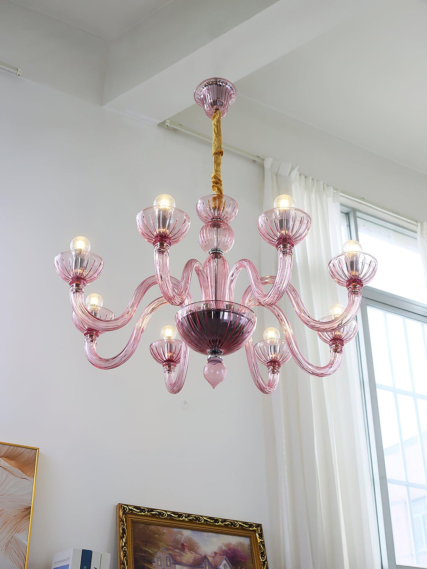 Ares Glass Chandelier - Elegant Design with Adjustable Height & LED Co