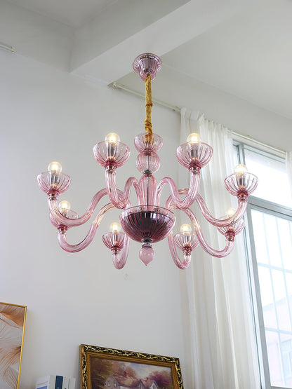 Ares Glass Chandelier - Elegant Design with Adjustable Height & LED Co